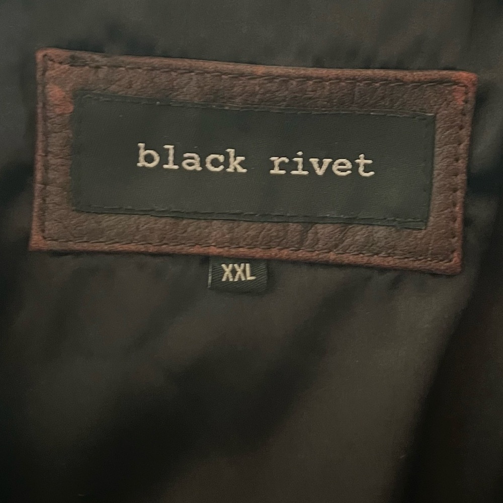 Black Rivet Dark Brown Jacket with Red and White Stars - Picture 8 of 11